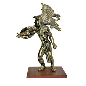 Aztecan Meso-Indian Eagle Warrior Metal Bronze Finish Large Statue Sculpture 16”
